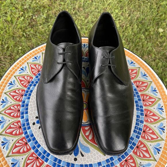Hugo Boss Salin Lace Up Oxford Dress Shoes Mens 9.5 Black Leather RARE main image 9